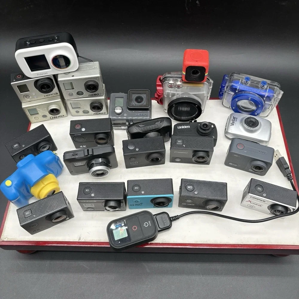 Lot 24 Action Cameras GoPro Hero Polaroid 4K Waterproof Bundle Parts Repair